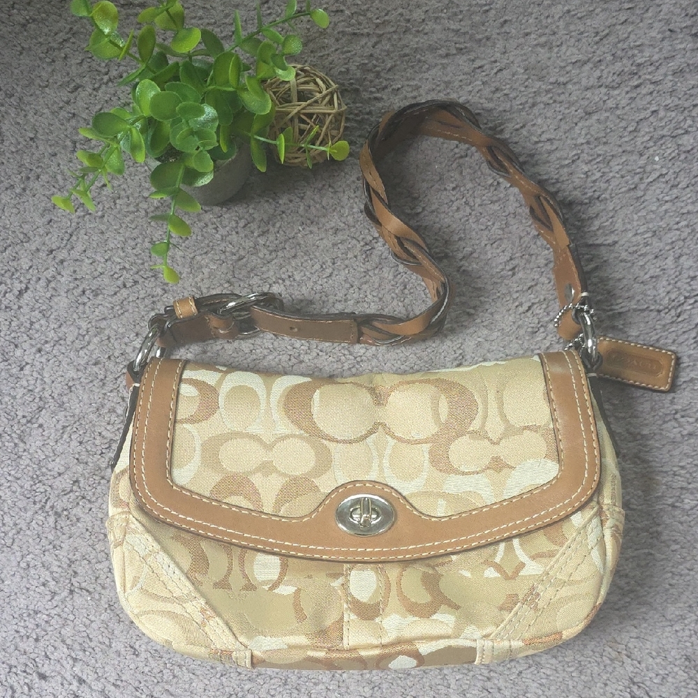 Coach Beige and Brown Shoulder Bag